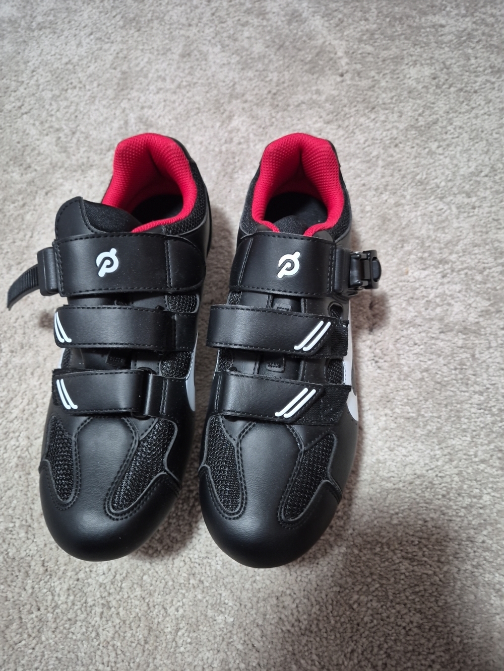 Peloton Black‎ and Red Men's Athletic Cycling Shoes
